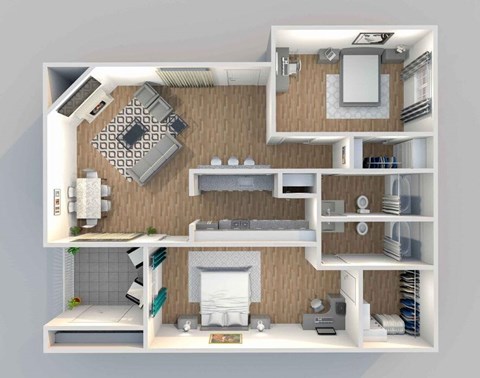 Floor plan for 2 beds, 2 baths, 920 sqft